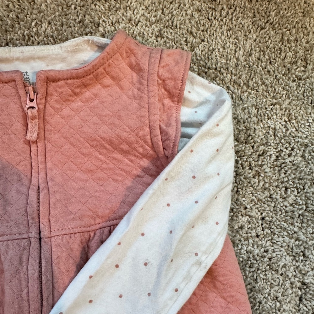 Just One You by Carter’s Quilted Vest & Long Sleeve Shirt Polka dot – Size 3T - Picture 3 of 6